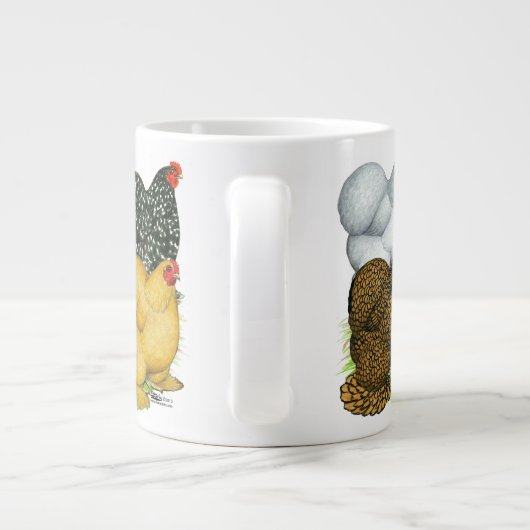 Vier Cochin Hens Grote Koffiekop (Achterkant)