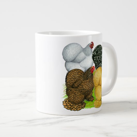 Vier Cochin Hens Grote Koffiekop (Voorkant rechts)