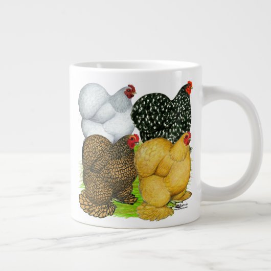Vier Cochin Hens Grote Koffiekop (Rechts)