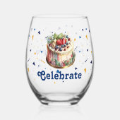 Vier, Confetti en Cake Stemless wijnglas Wijnglas Zonder Voet (Voorkant)
