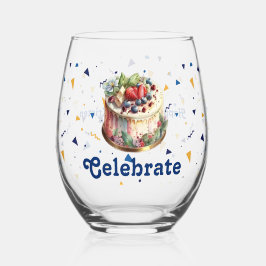 Vier, Confetti en Cake Stemless wijnglas Zonder Voet