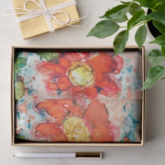 Vier CRAZY Flowers-weefselpapier Tissuepapier (Geschenk)