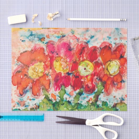 Vier CRAZY Flowers-weefselpapier Tissuepapier (Craft)