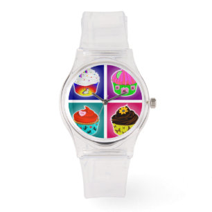 Vier Cupcakes horloge
