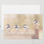 Vier Cute Chickadees Briefpapier (Voorkant / Achterkant)