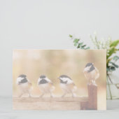 Vier Cute Chickadees Briefpapier (Staand voorkant)