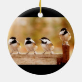 Vier Cute Chickadees Keramisch Ornament (Achterkant)