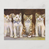 Vier Cute Kittens  Illustratie Briefkaart (Voorkant)