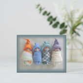 Vier Cute Polymer Clay Elf Babies, sculpturen Briefkaart (Staand voorkant)