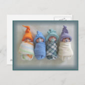 Vier Cute Polymer Clay Elf Babies, sculpturen Briefkaart (Voorkant / Achterkant)