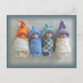 Vier Cute Polymer Clay Elf Babies, sculpturen Briefkaart (Voorkant)