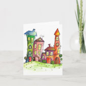 Vier Cute Whimsical-huizen Kaart (Voorkant)