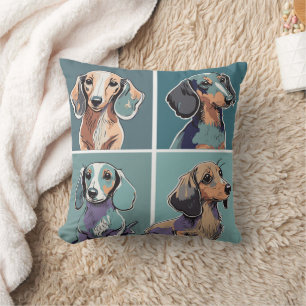 Vier Dachshunds Illustratie Kussen