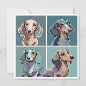 Vier Dachshunds Illustratie Notitiekaartje (Voorkant)