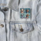 Vier Dachshunds Illustratie Vierkante Button 5,1 Cm (In situ)