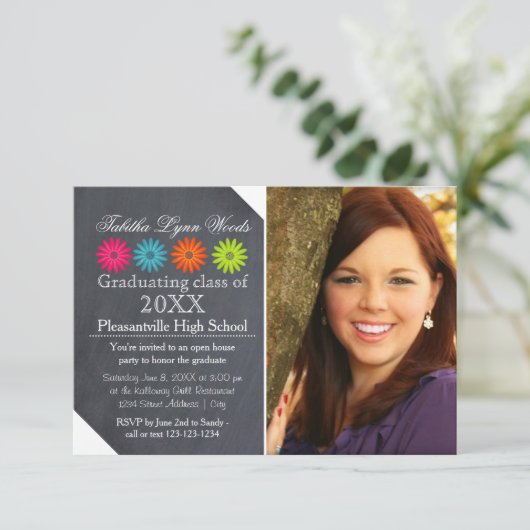 Vier dagen Chalkboard - 3x5 Afstudeerder aankondig Kaart (Staand voorkant)