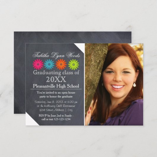 Vier dagen Chalkboard - 3x5 Afstudeerder aankondig Kaart (Voorkant / Achterkant)