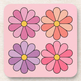 Vier Daisies Roze Onderzetter Set