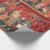 VIER DAME EN EENHOORN VERHALEN Rode Groene Bloemen Cadeaupapier (Hoek)