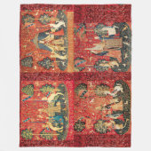 VIER DAME EN EENHOORN VERHALEN Rode Groene Bloemen Fleece Deken (Voorkant)