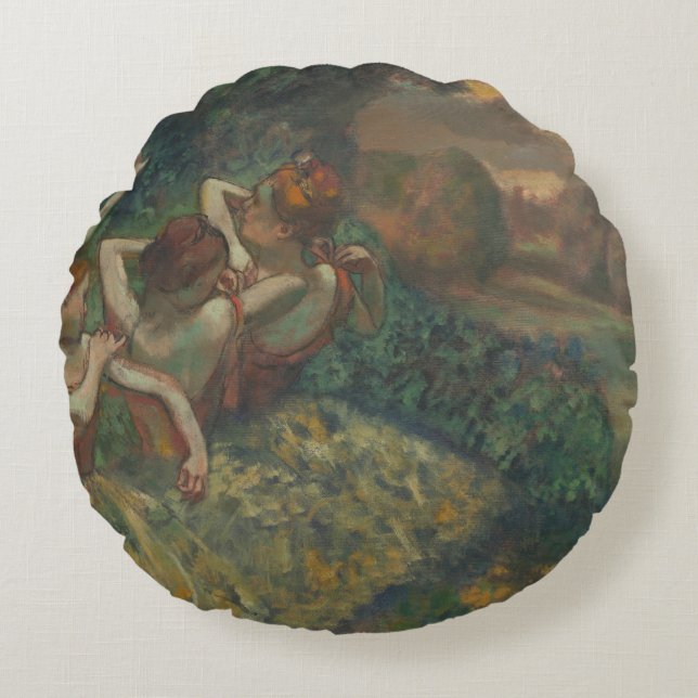 Vier danseressen van Edgar Degas, Ballet Fine Art Rond Kussen (Voorkant)