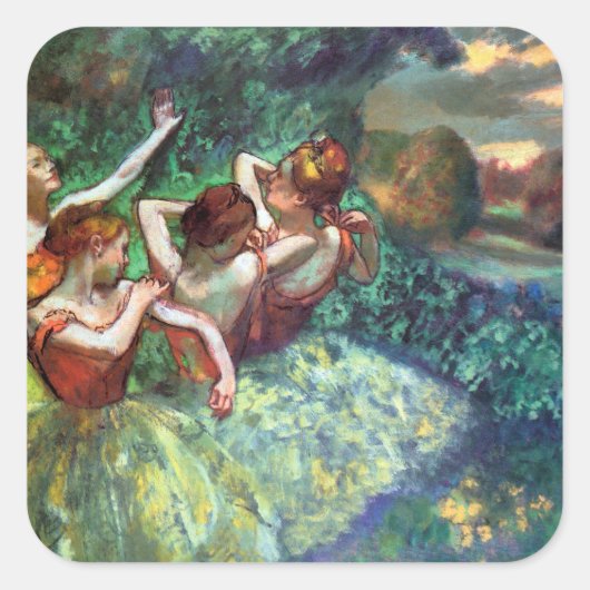 Vier dansers van Degas Vierkante Sticker (Voorkant)