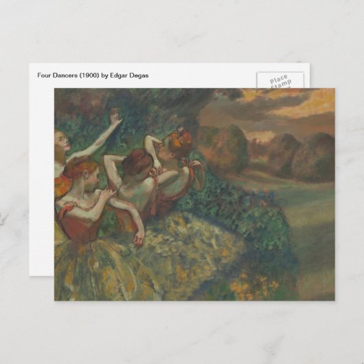 Vier dansers van Edgar Degas, Ballet Fine Art Briefkaart (Voorkant / Achterkant)