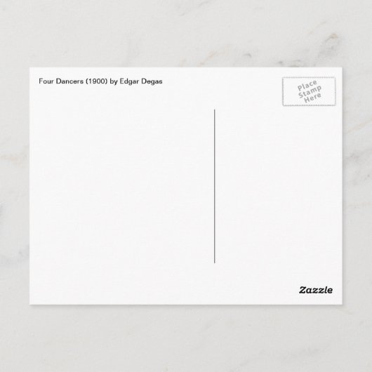 Vier dansers van Edgar Degas, Ballet Fine Art Briefkaart (Achterkant)