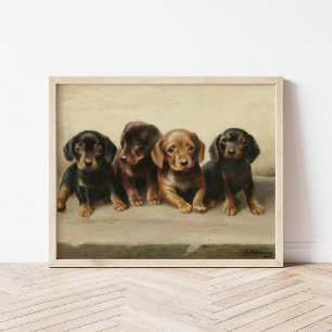 Vier Daschund Puppies   Carl Reichert Poster