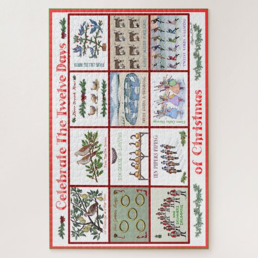 Vier de 12 dagen van Kerstmis Legpuzzel (Verticaal)
