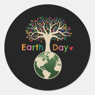 Vier de Dag van de Aarde Kleurrijke Boom - Dag Ronde Sticker