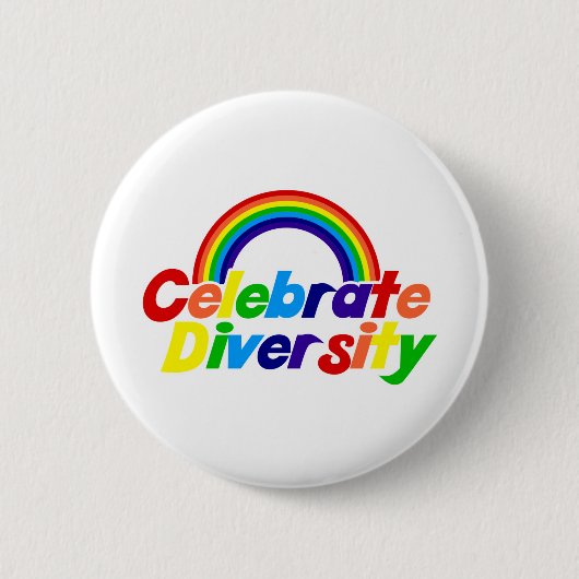 Vier de diversiteit van de regenboog ronde button 5,7 cm (Voorkant)