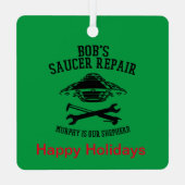 Vier de feestdagen met Bob's Saucer Repair Metalen Ornament (Achterkant)