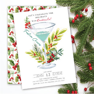 Vier de feestdagen met kerstcocktailparty kaart