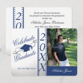 Vier de foto van het Afstuderen Blauw Afstuderen Kaart (Voorkant / Achterkant)