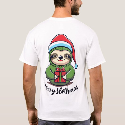 Vier de geest van Christmas Magic Sloth T-shirt (Achterkant)