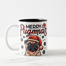 Vier de geest van Christmas Pug Dog