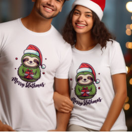 Vier de geest van kerst Schattigee luiaard T-shirt