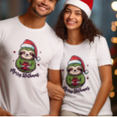 Vier de geest van kerst Schattigee luiaard T-shirt