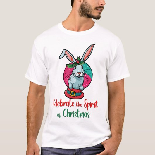 Vier de geest van Kerstkonijn T-shirt (Voorkant)