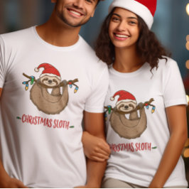 Vier de geest van Kerstmis Happy Sloth T-shirt