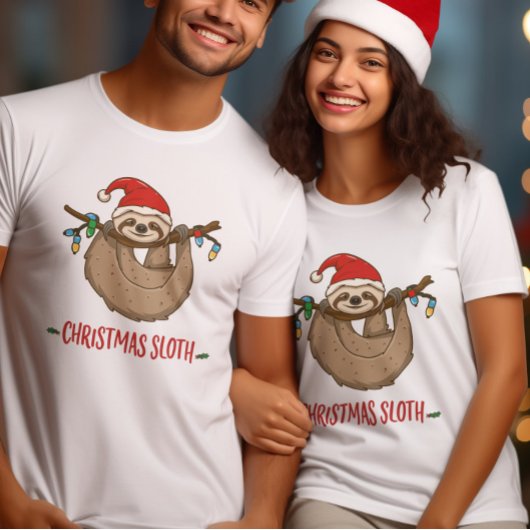 Vier de geest van Kerstmis Happy Sloth T-shirt