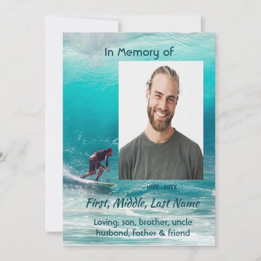 Vier de herdenkingsdienst Wave Surfer Water Kaart (Voorkant)
