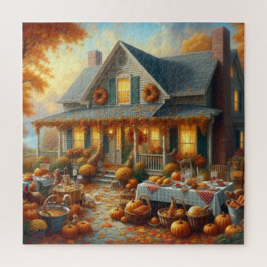 Vier de herfst Bounty met Cosy Charm Legpuzzel (Verticaal)