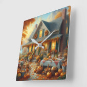 Vier de herfst Bounty met Cosy Charm Vierkante Klok (Hoek)