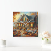 Vier de herfst Bounty met Cosy Charm Vierkante Klok (Huis)