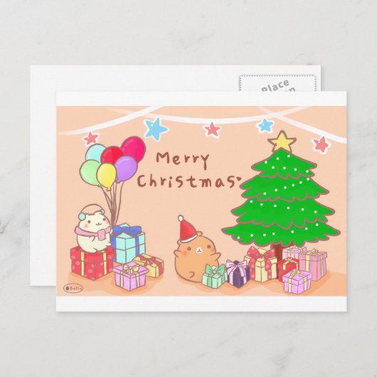 Vier de kerst feestdagenkaart (Voorkant / Achterkant)