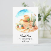 Vier de kleine cowboy: Western Baby shower Bedankkaart (Staand voorkant)