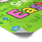 Vier de kleurrijke konijntjes van Pasen Poster (Hoek)