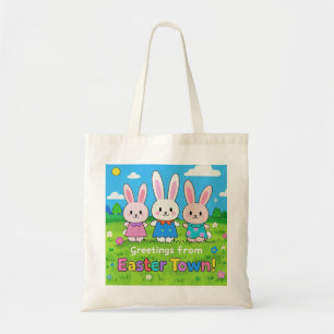 Vier de kleurrijke konijntjes van Pasen Tote Bag